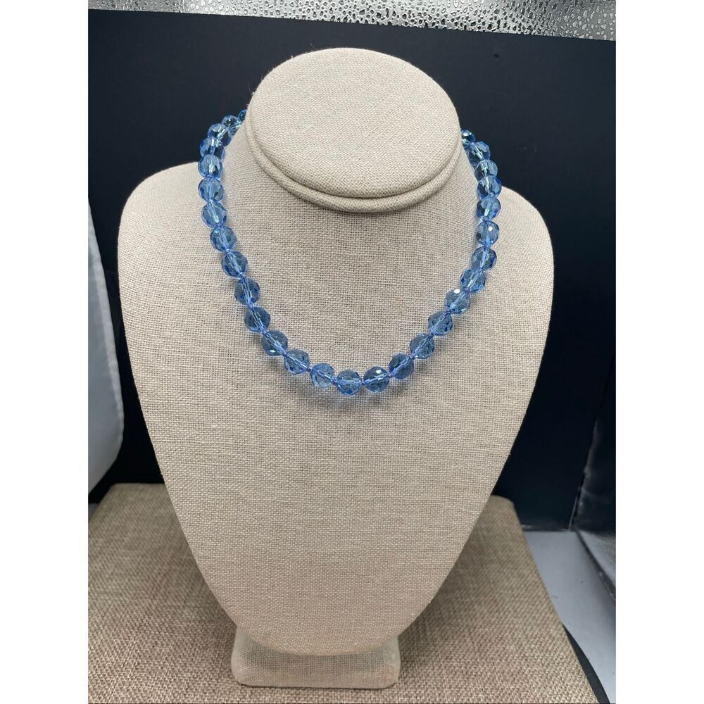 Heidi Daus Blue Crystal Choker Necklace Toggle Clasp